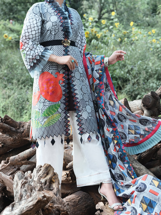 Black Cambric 2 Piece Unstitched - ALP-2PS-1002