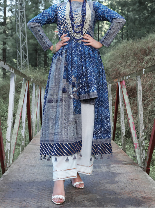 Navy Blue Cambric 2 Piece Unstitched - ALP-2PS-1008