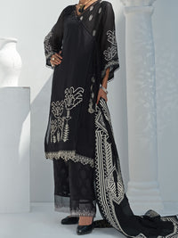 Black Khaddi Net 3Pc Stitched - ALP-3PS-1055