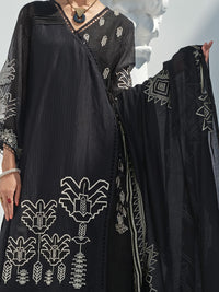 Black Khaddi Net 3Pc Stitched - ALP-3PS-1055