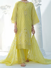 Lime Cotton Viscose + Jacquard 3Pc Stitched - ALP-3PS-1058
