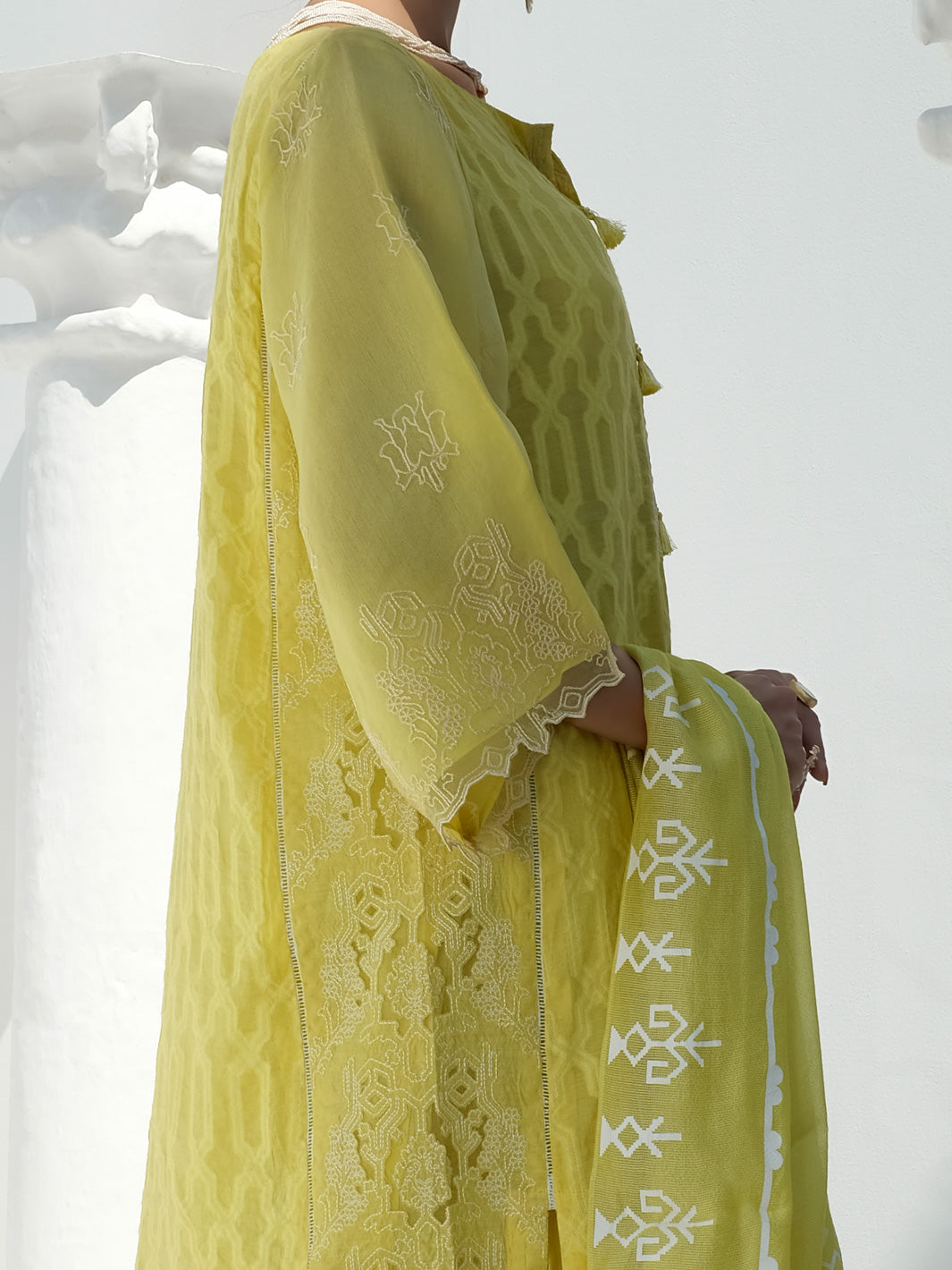 Lime Cotton Viscose + Jacquard 3Pc Stitched - ALP-3PS-1058