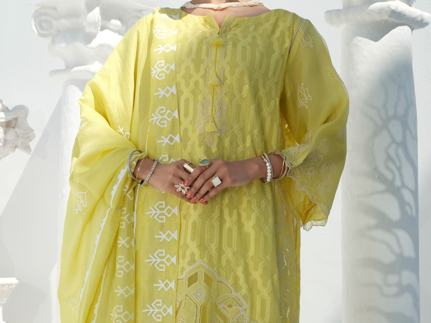 Lime Cotton Viscose + Jacquard 3Pc Stitched - ALP-3PS-1058