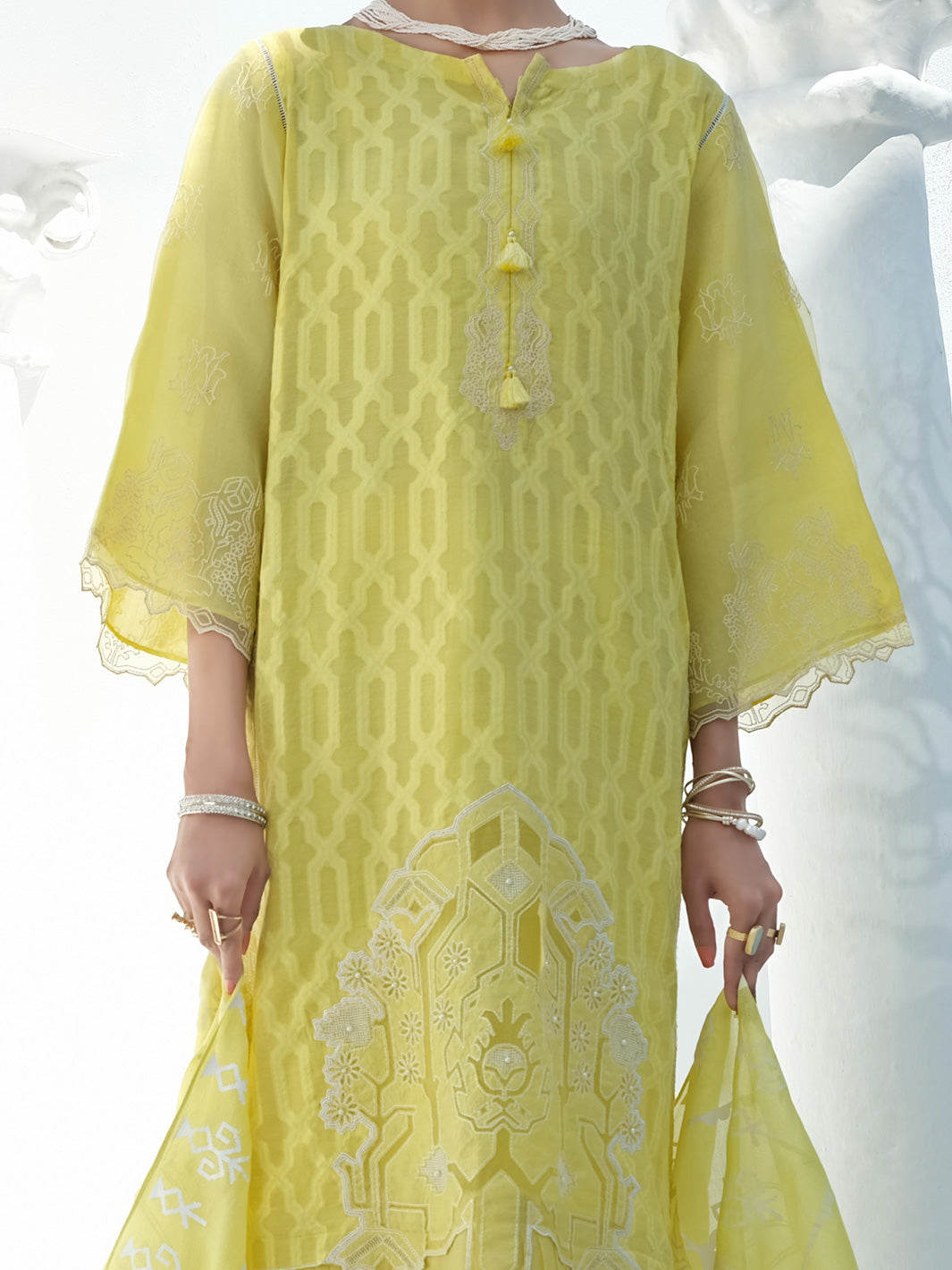 Lime Cotton Viscose + Jacquard 3Pc Stitched - ALP-3PS-1058