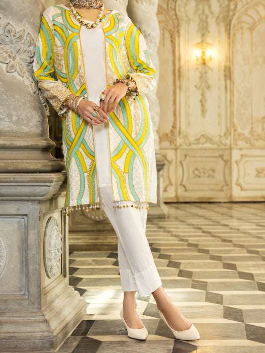 White Raw Silk 2Pc Stitched - ALP-2PS-LKS-1277