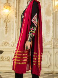 Black Raw Silk 3 Piece Stitched - ALP-3PS-1280