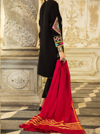 Black Raw Silk 3 Piece Stitched - ALP-3PS-1280