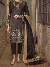 Black Khaddi Silk 3Pc Stitched - ALP-3PS-1286
