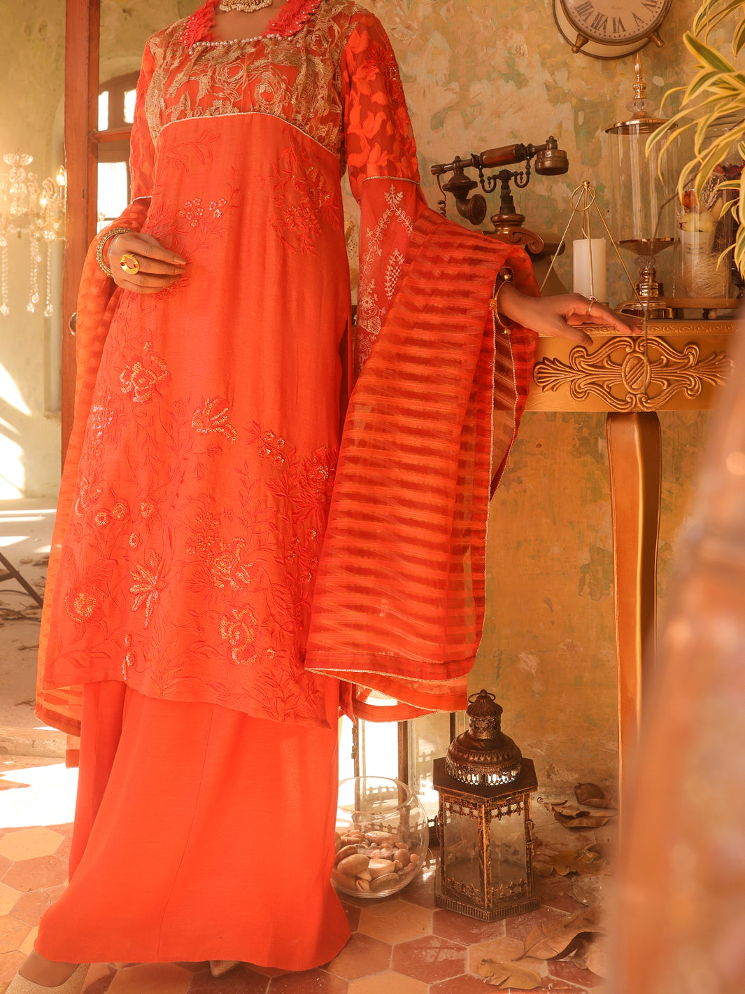 Orange Mesuri 3 Piece Stitched - ALP-3PS-1292