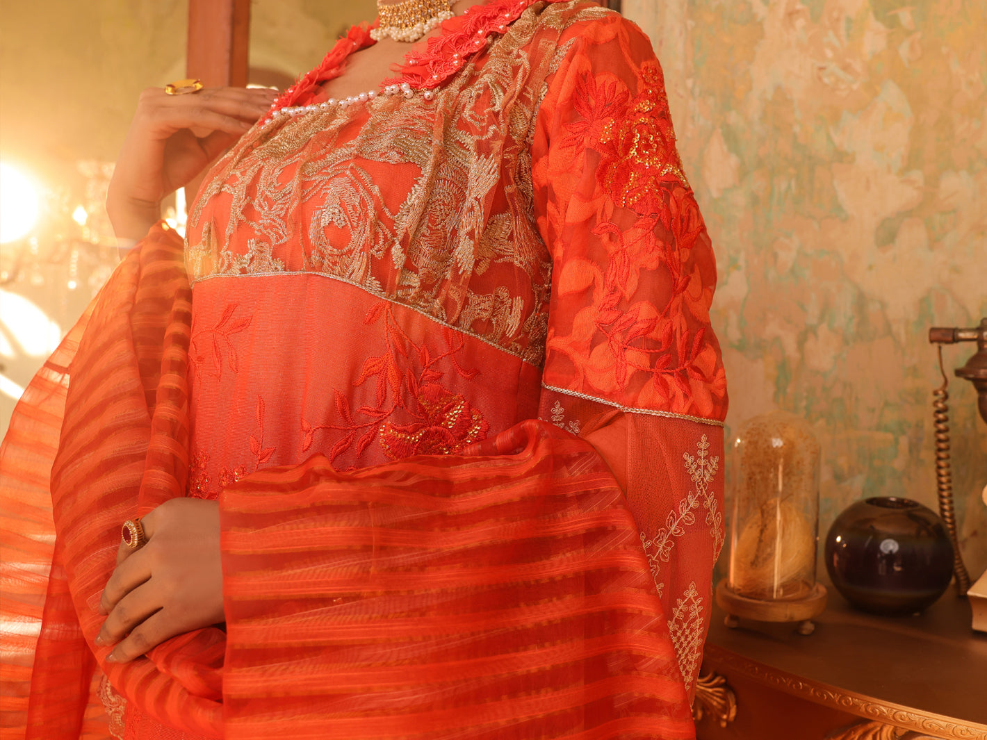Orange Mesuri 3 Piece Stitched - ALP-3PS-1292
