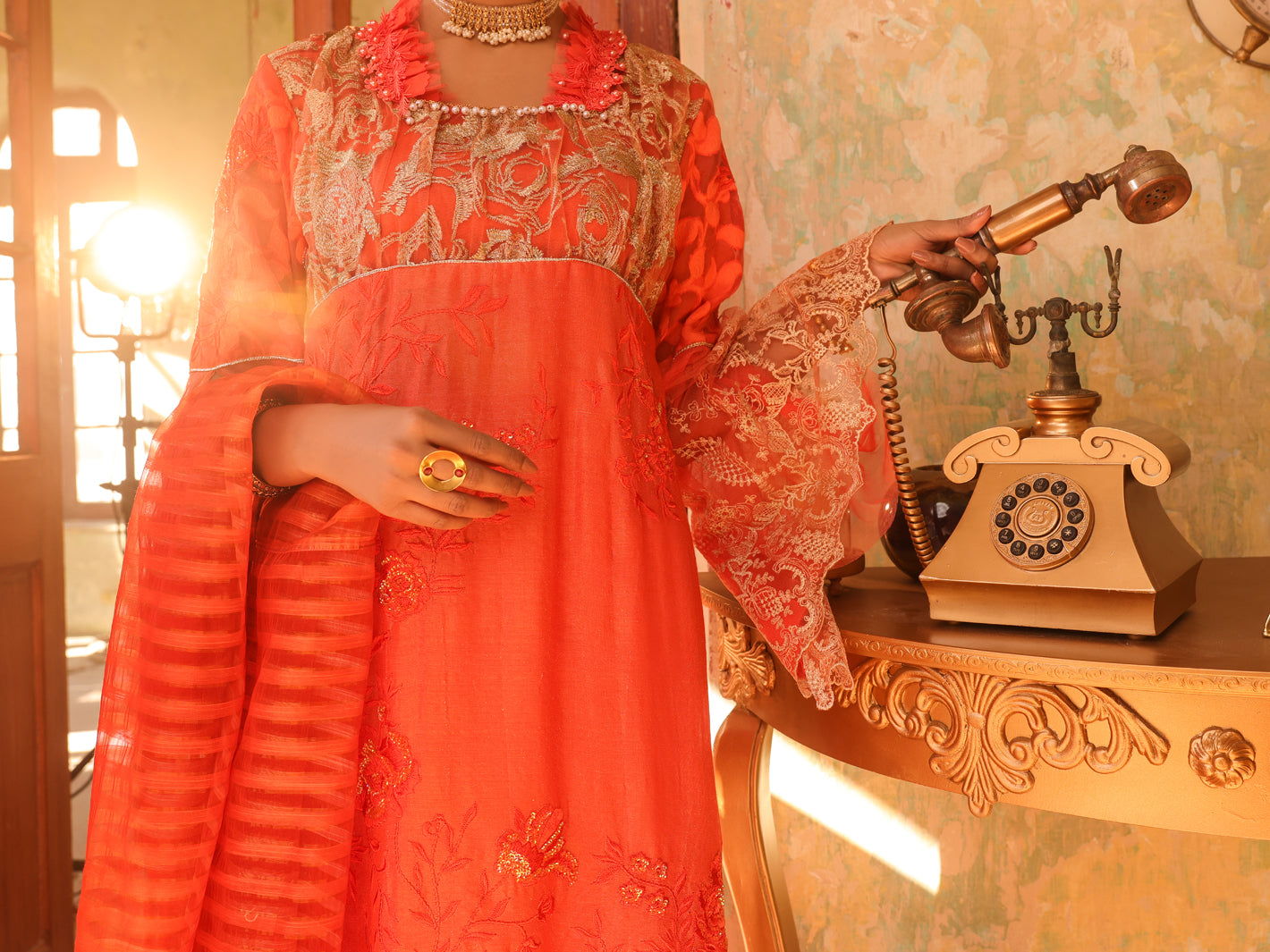 Orange Mesuri 3 Piece Stitched - ALP-3PS-1292