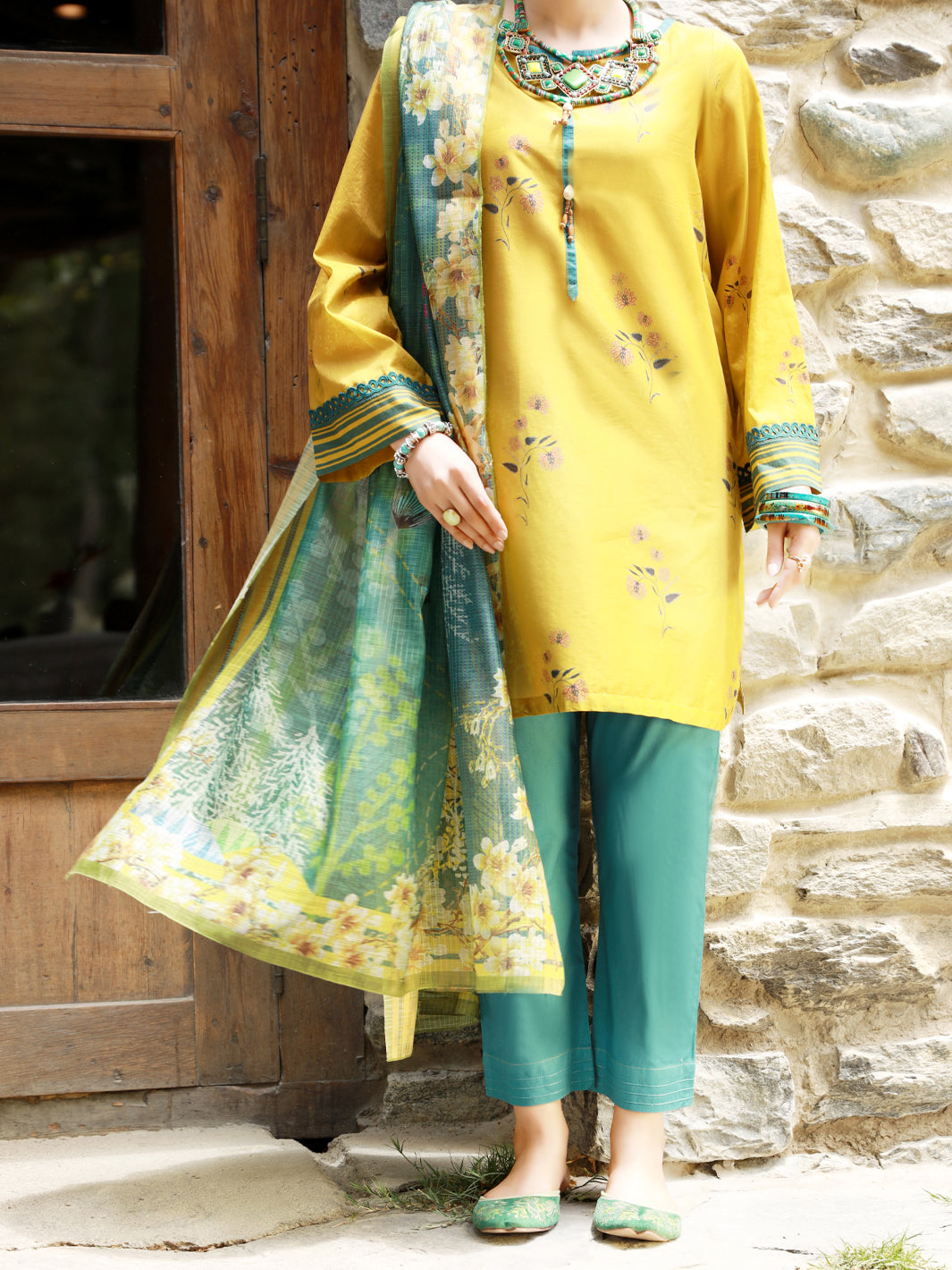 Lime Green Lawn 3Pc Unstitched - ALP-3PS-1379