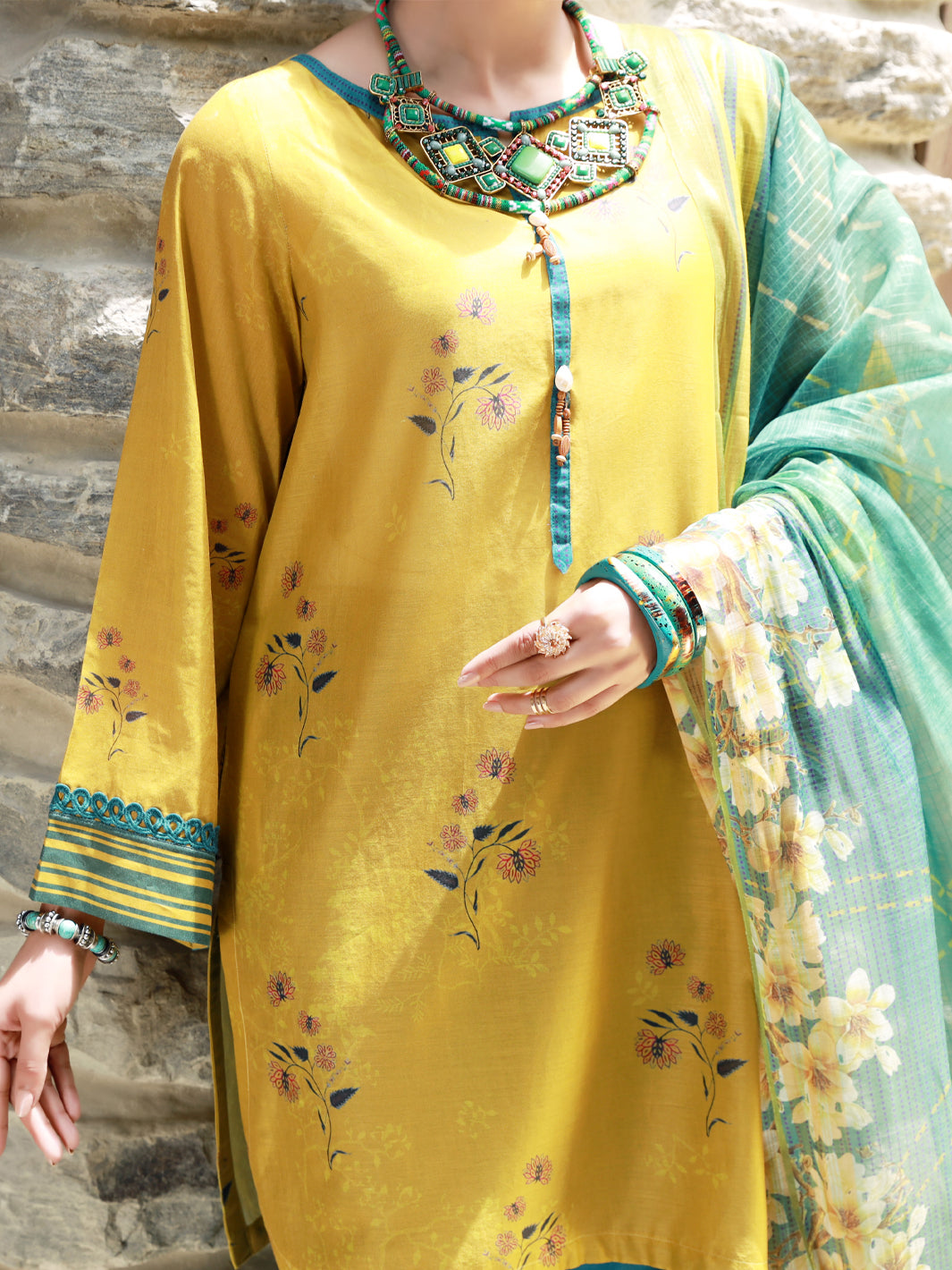 Lime Green Lawn 3Pc Unstitched - ALP-3PS-1379