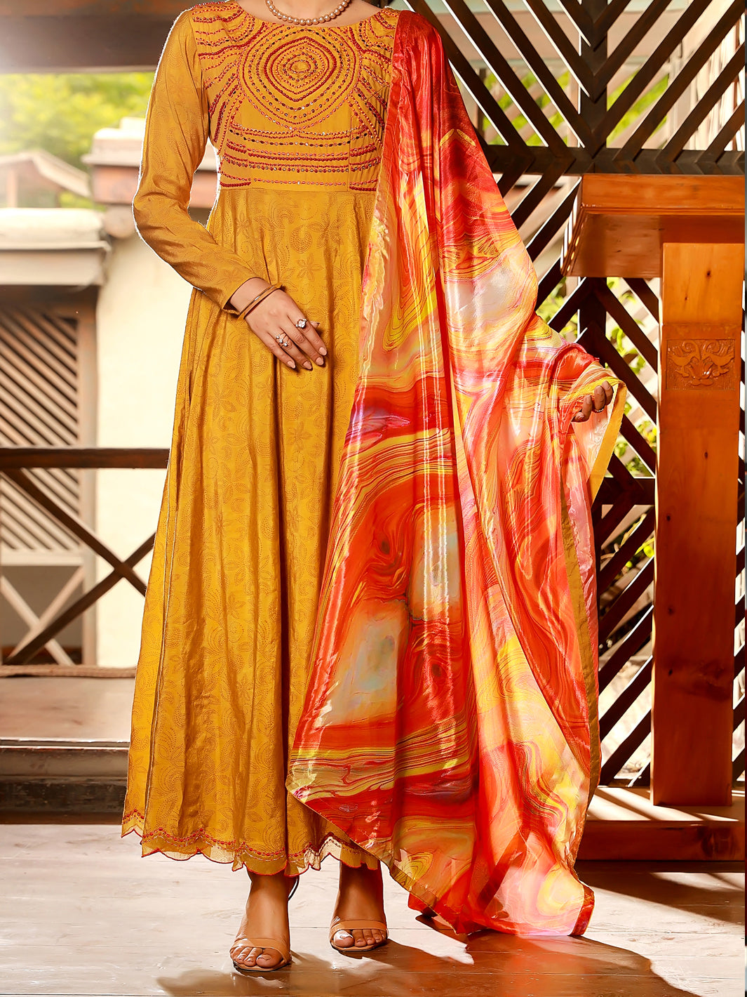 Mustard 3Pc Unstitched - ALP-3PS-1403