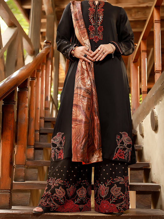 Black 3 Piece Stitched - ALP-3PS-1404