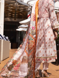 Peach Chanderi 3Pc Unstitched - ALP-3PS-1531