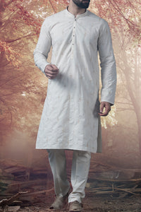 Off White Cotton Kameez Shalwar - AL-KS-2333