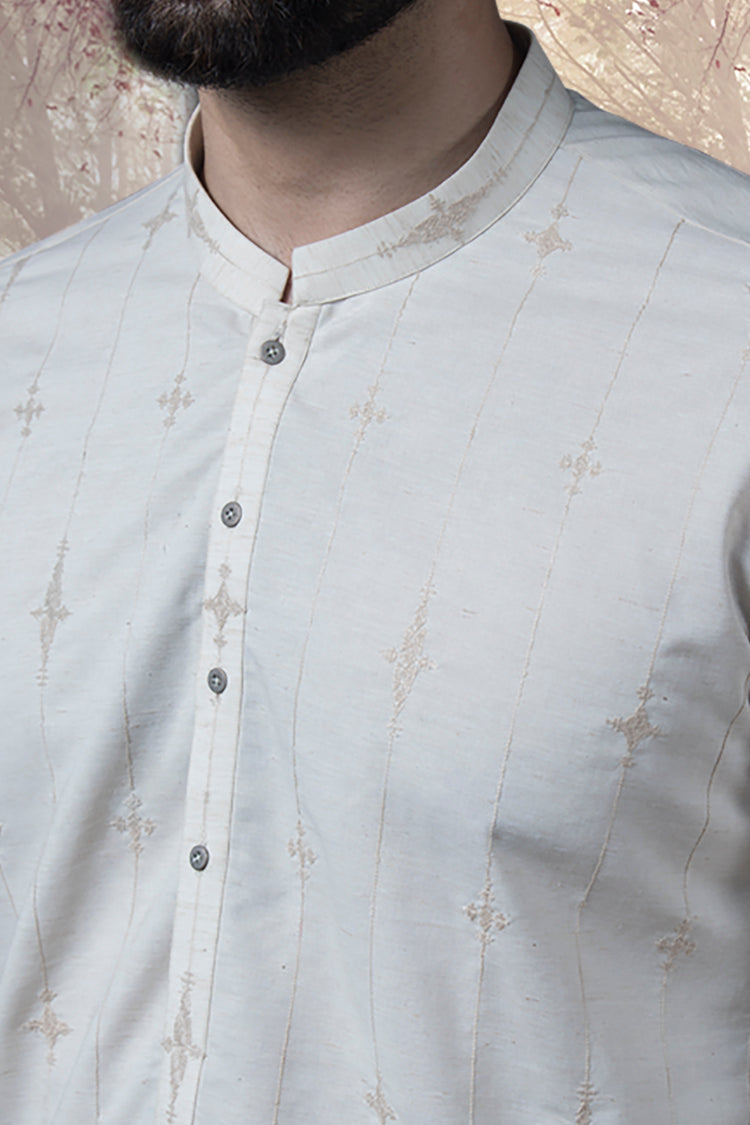Off White Cotton Kameez Shalwar - AL-KS-2333