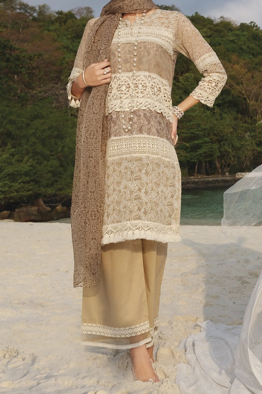 Beige Lawn 3 Piece Stitched - ALP-634
