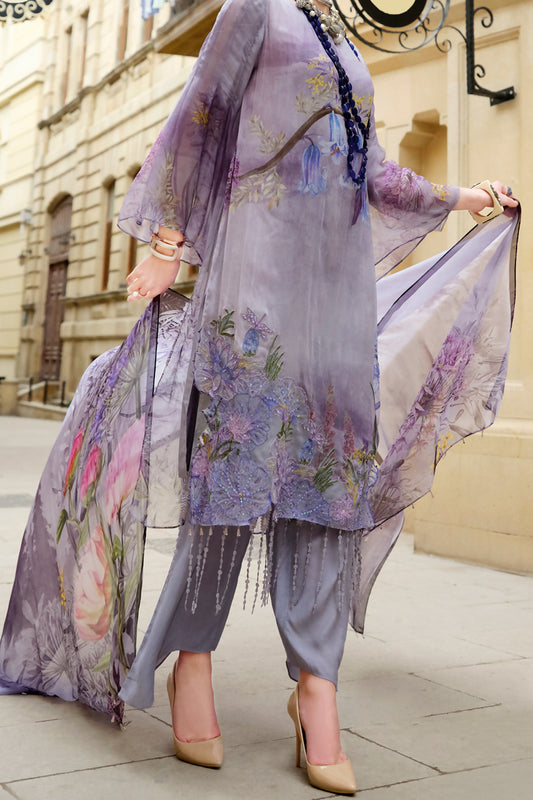 Grey Chiffon 3Pc Stitched - ALP-687