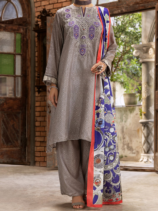 Grey Silk 3 Piece Stitched - ALP-3PS-426