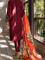 Maroon Raw Silk 3 Piece Stitched - ALP-3PS-429