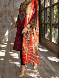 Maroon Raw Silk 3 Piece Stitched - ALP-3PS-429