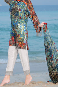 Blue Silk Viscose 3Pc Unstitched - ALP-462