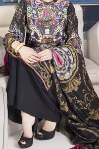 Black & Golden Viscose 3 Piece Unstitched - ALP-463