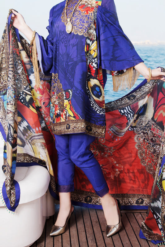Multicolor Silk Viscose 3Pc Unstitched - ALP-464