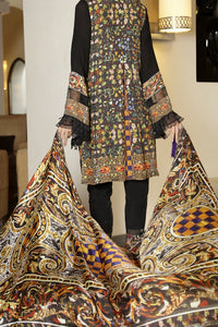 Black Silk Viscose 3Pc Stitched - ALP-560