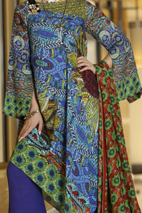 Royal Blue Silk Viscose 3Pc Stitched - ALP-563