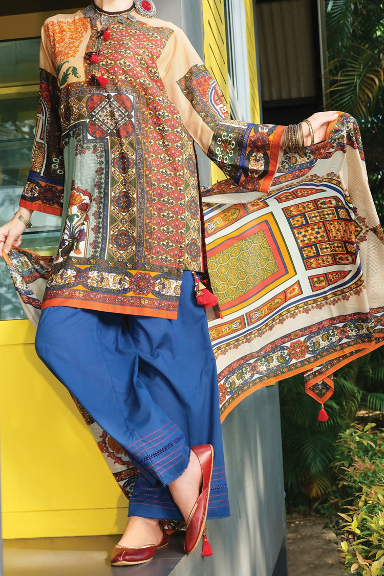 Mustard Lawn 3 Piece Unstitched - ALP-610