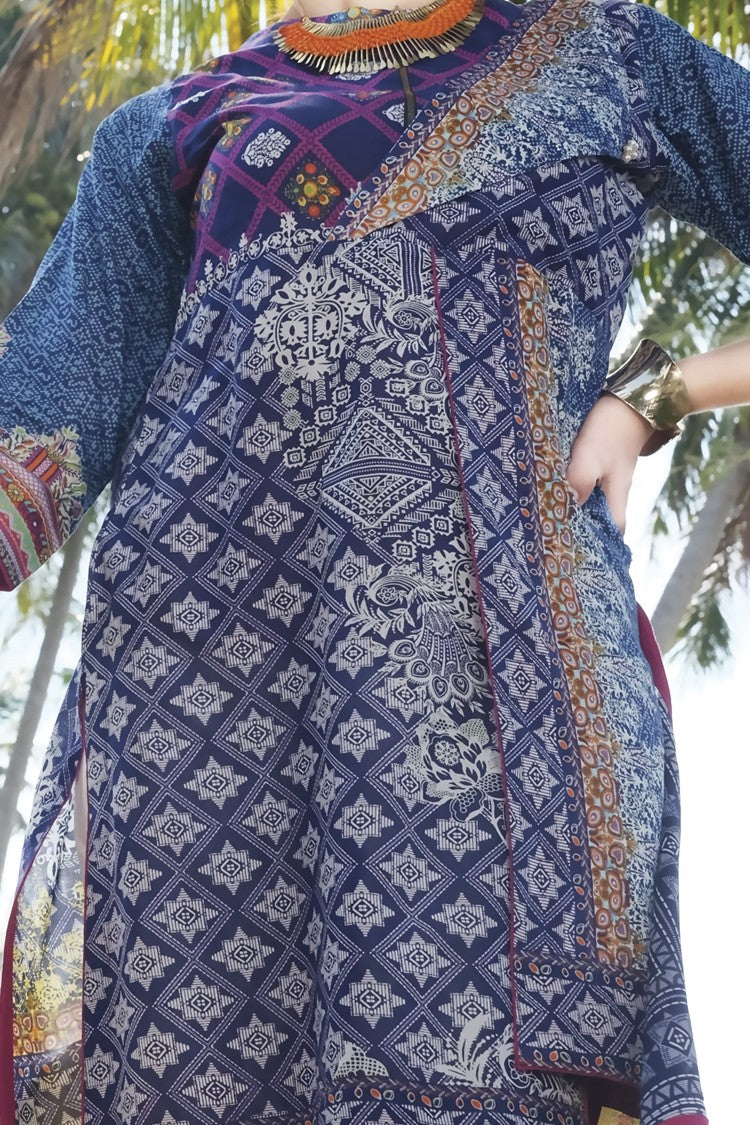 Blue Lawn 3 Piece Stitched - ALP-614