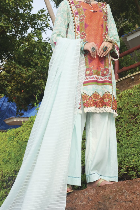 Sea Green Lawn 3 Piece Unstitched - ALP-619