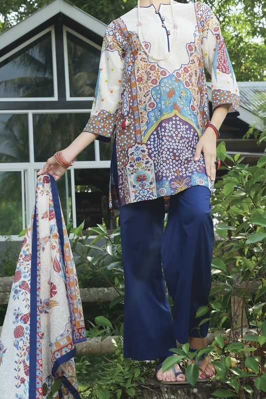 White Lawn 3 Piece Stitched - ALP-620