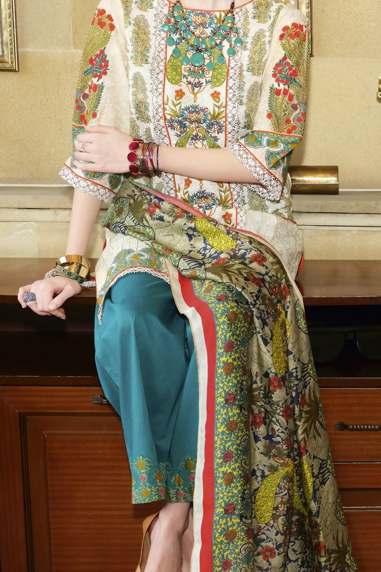Off White Lawn 3Pc Stitched - ALP-672