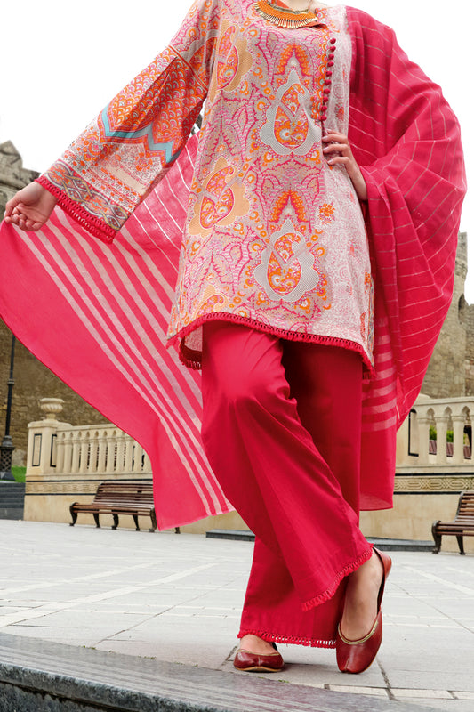 Pink Lawn 3 Piece Stitched - ALP-675