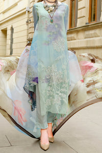 Aqua Chiffon 3Pc Stitched - ALP-685
