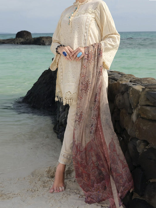 Beige Lawn 3Pc Unstitched - ALP-709 RFD