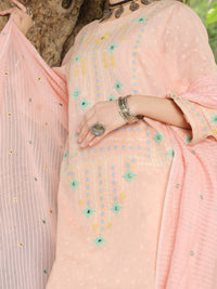 Pink Jacquard 3Pc Stitched - ALP-729