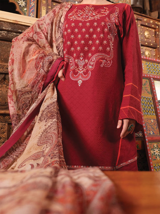 Maroon Lawn 3Pc Stitched - ALP-739