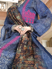 Navy Blue Lawn 3Pc Stitched - ALP-751