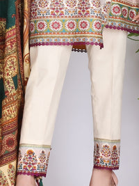 Off White Cambric 3Pc Stitched - ALP-761
