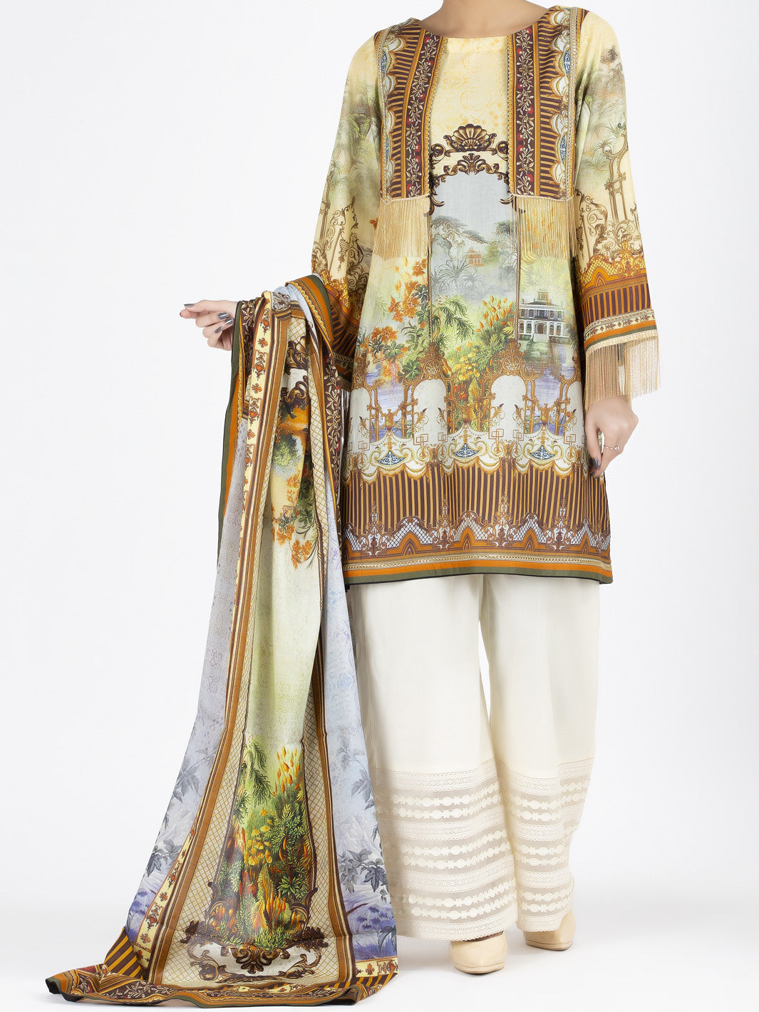 Cream Lawn 2 Piece Unstitched - ALP-2PS-862