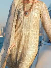 Beige Net 3 Piece Stitched - ALP-3PS-907