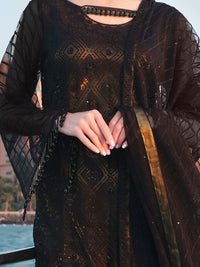 Black Net 3 Piece Stitched - ALP-3PS-908