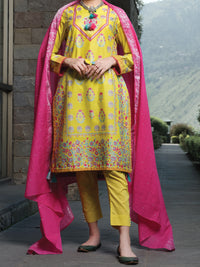 Lime Yellow Cambric 3 Piece Stitched - ALP-3PS-964/S