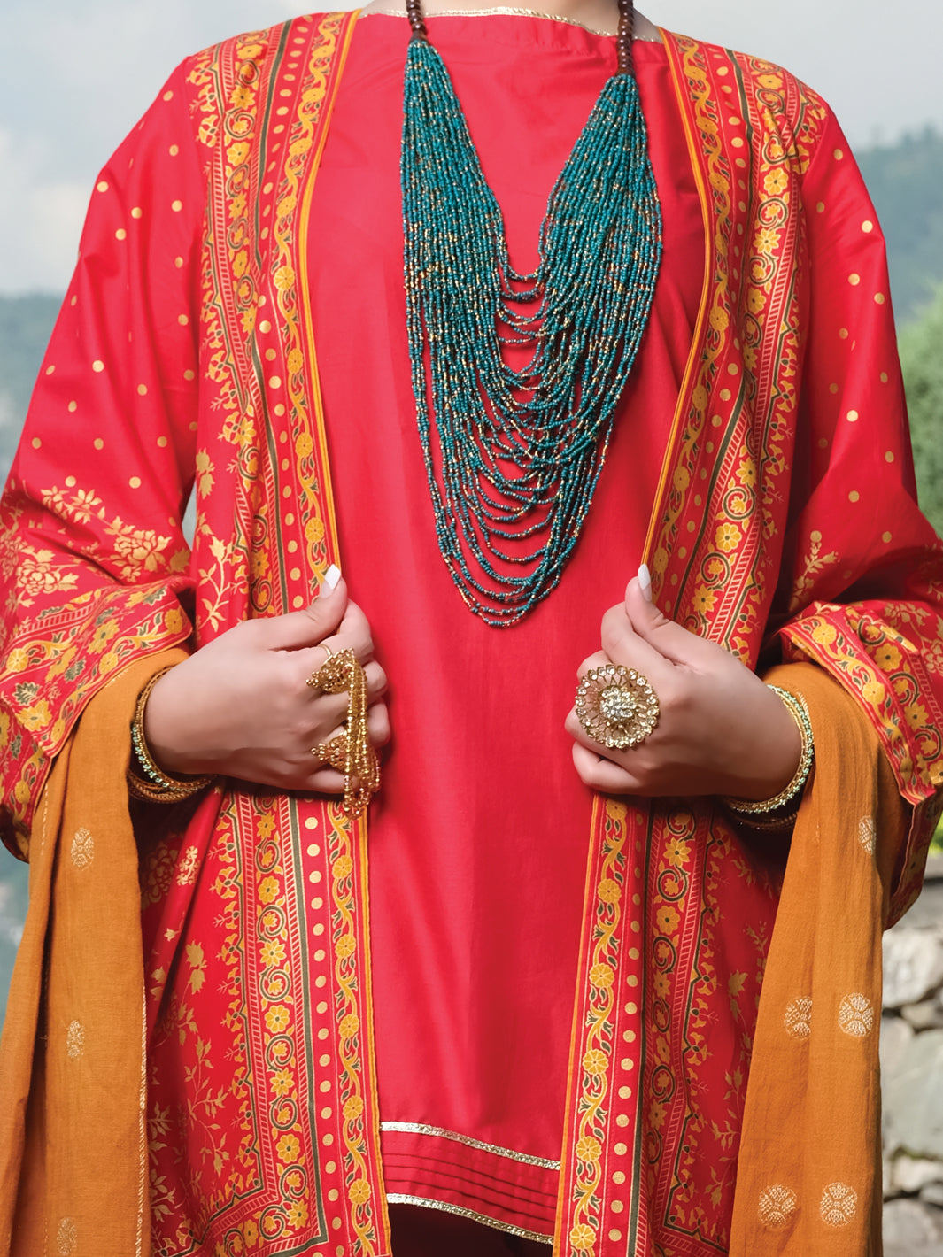 Red Cambric 3Pc Stitched - ALP-3PS-967/S