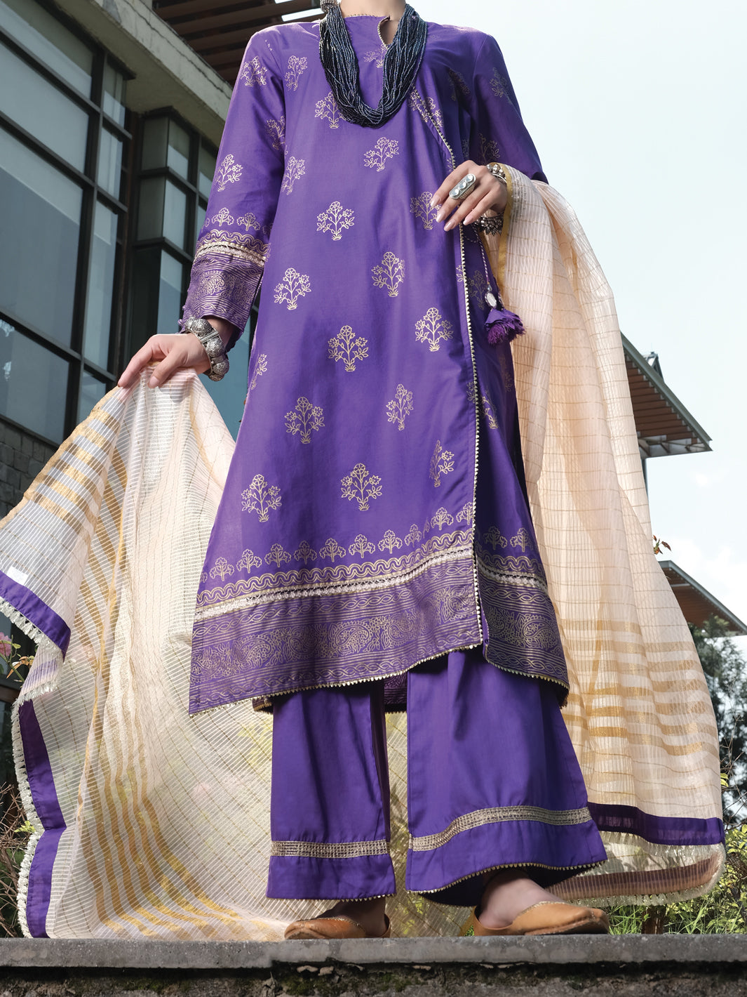 Purple Cambric 3Pc Stitched - ALP-3PS-969/S